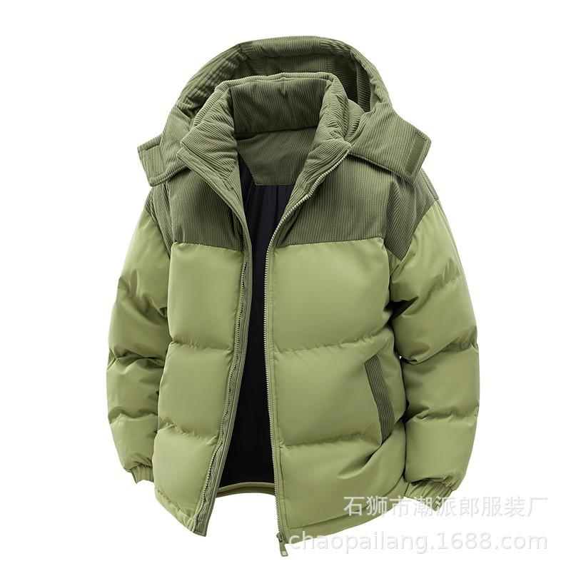 Mens Thick Corduroy Cotton Coat Detachable Hood Winter Warm Casual Loose Fit