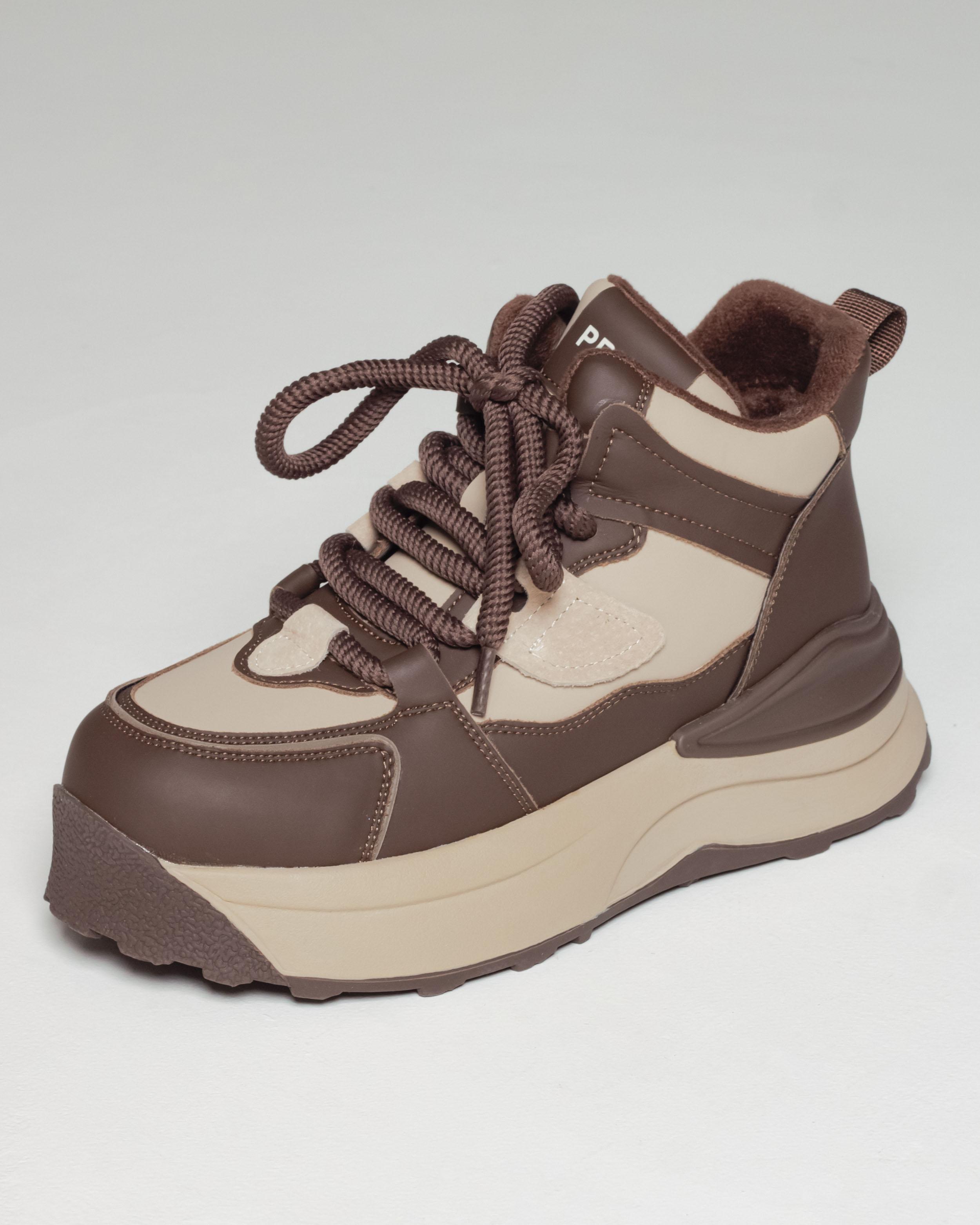 

Кросівки на платформі зимові Prima d Arte 2191 36 коричнева шкіра 40 чорний