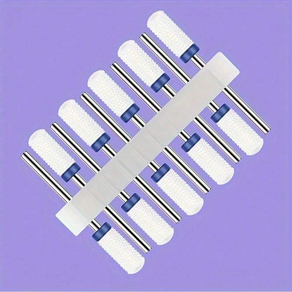10pc/Set Ceramic Milling Cutter Nail Drill Bits Burr Gel Polish Remove Tools Cuticle Electric Manicure Files Kit Accessories