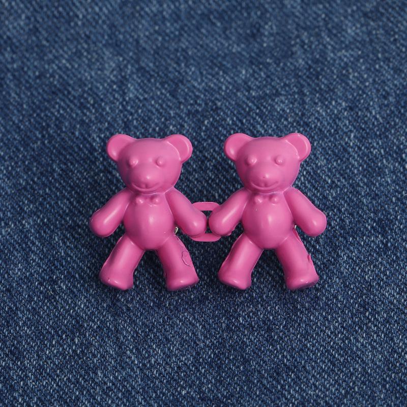 2Pcs Bear-shaped Waistband Alteration Pin for Jeans, Clip, and Waist-cinching Buttons; Women's Brooch for Adjusting and Tightening Large Waistbands