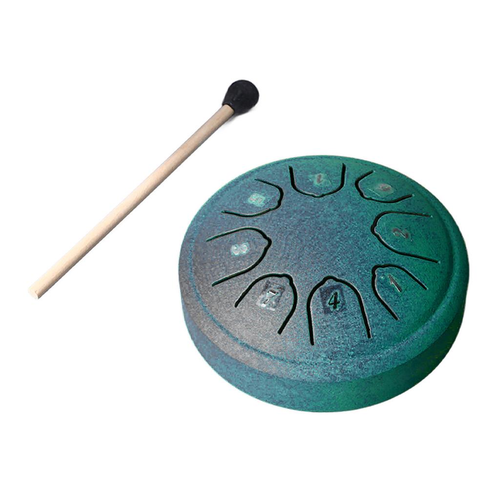 Tongue Drum 4.5 Inch 8 Tone C Key Carbon Steel Mini Tongue Drum for Adult Children Beginner Green
