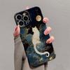 Luxury Moon Cat Glossy Film Hard PC Phone Case for Oppo A6 A5 A78 A3 A3X A60 A74 A38 A58 A96 A57 A76 A36 A17 A16e A55 Pro 4G 5G
