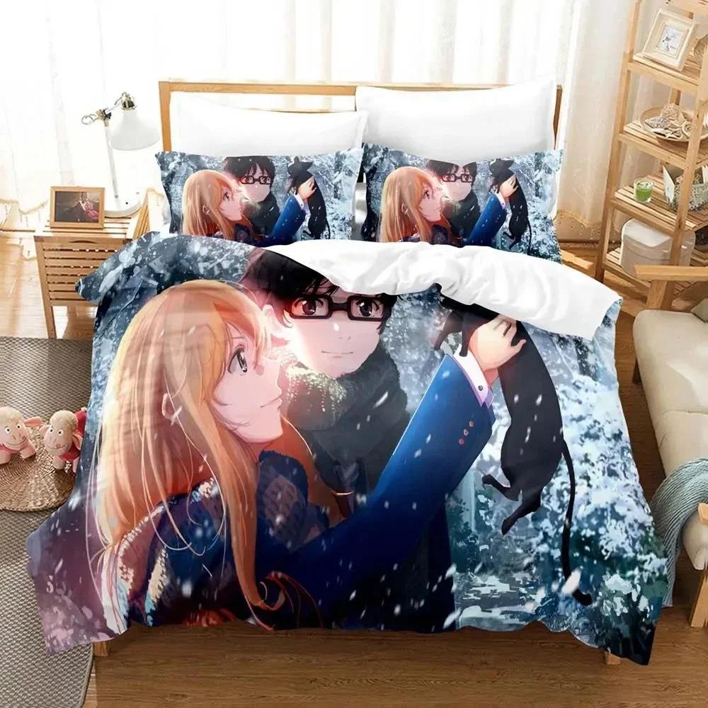 Comfortable Anime Print Duvet Cover Set With Duvet Cover And Pillowcases King Queen Twin Sizes For All Ages