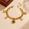 Ensemble de Bracelets à Breloques Superposés Plaqué Or 18 Carats, Bracelet Chaîne Maille Cubaine Paperclip avec Pendentif Cadenas en Forme de Cœur pour Femmes