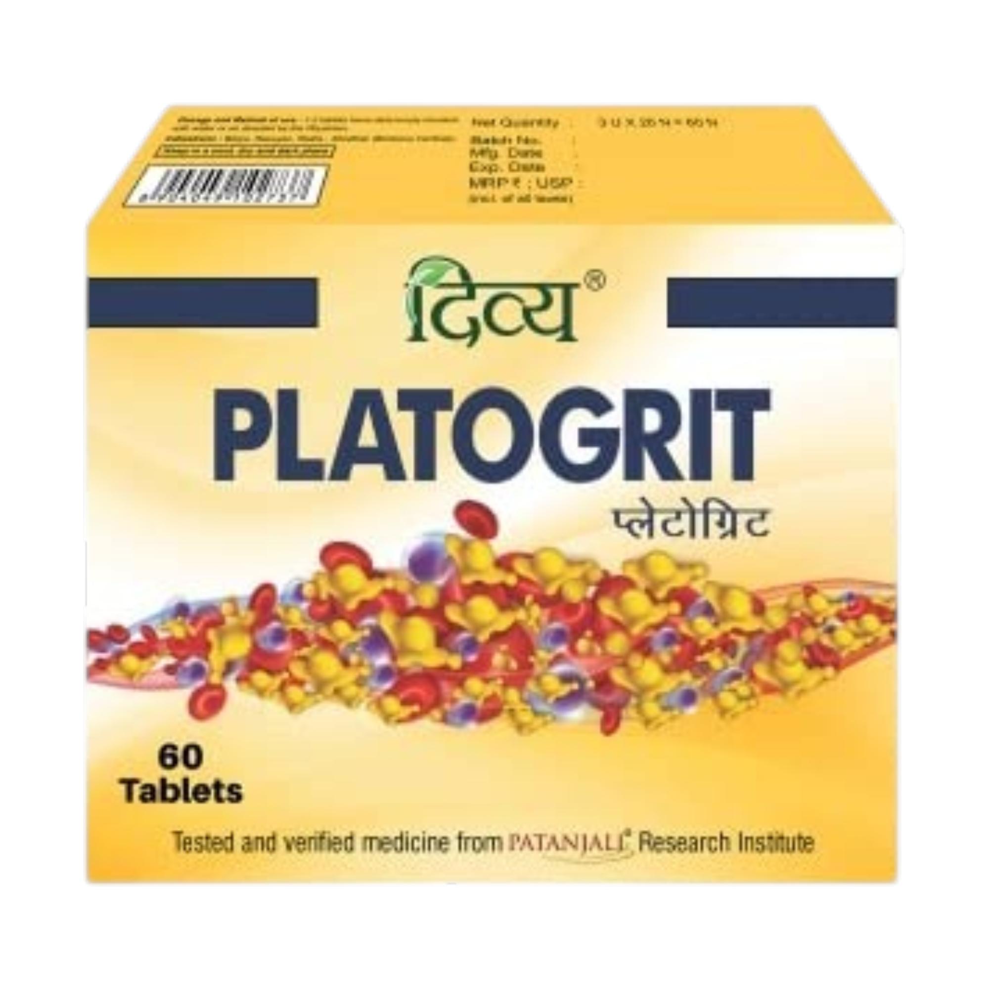 

Patanjali Divya Platogrit Tablets 60 Count Ayurvedic Wellness Supplement For Daily Vitality And Balanced Nutrition Support