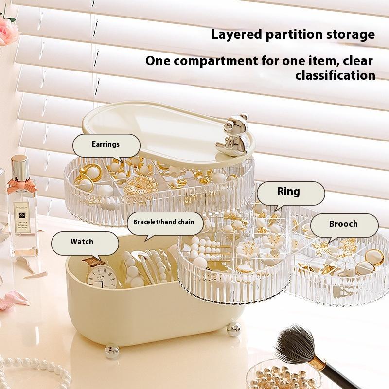 Desktop storage box Light luxury home and daily necessities Jewelry sundries Dust-proof and moisture-proof with cover Rotating cosmetics storage