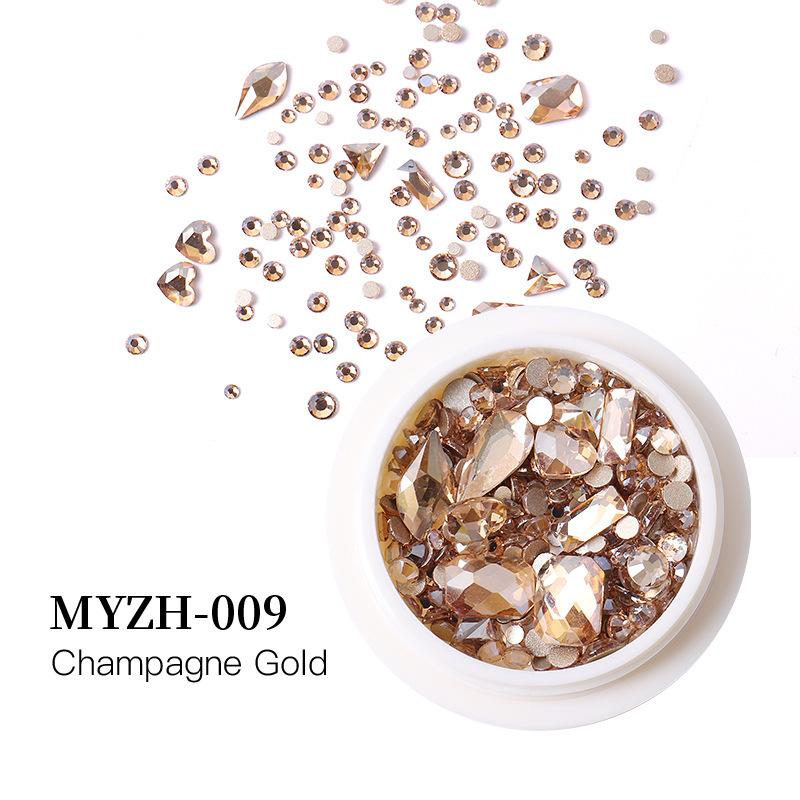 Round Box Nail Art Jewelry Glass Round Diamond Special-Shaped Diamond Flat Bottom Diamond Nail Art Diamond Jewelry Mixed