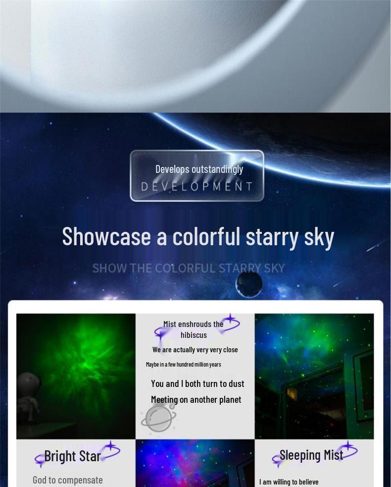 Starry Sky Projector with Speaker – Romantic Colorful Light for Bedroom Decor