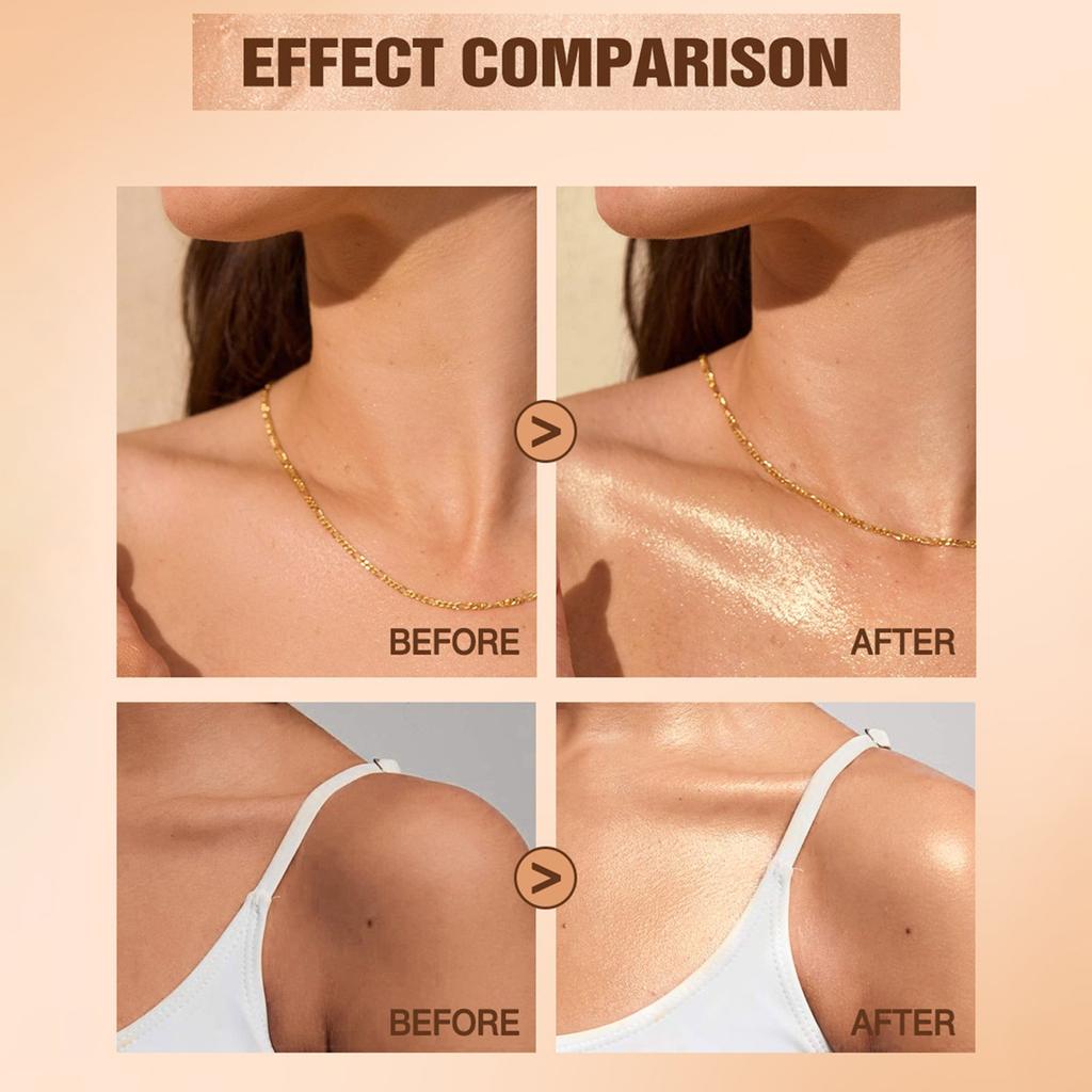 Sunscreen Glow Oil, Flash Body Oil, Non-stick Texture, Glow, Golden Rose Color, 60ML