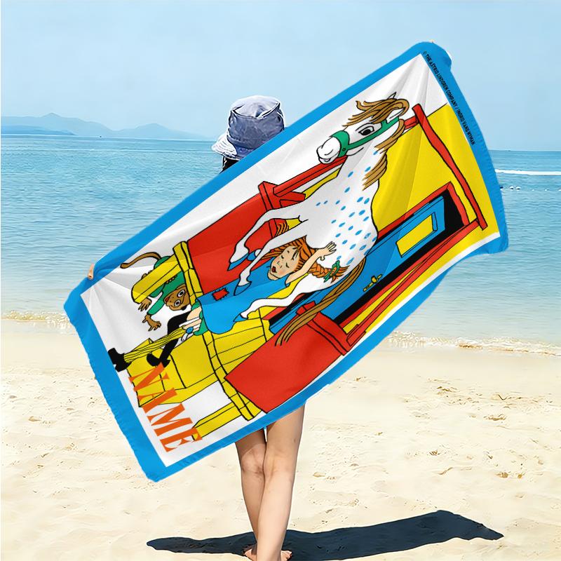 Personalized Pippi Adventures Beach Towel Microfiber Beach Towel Thin Absorbent for Beach Swimming Yoga Bath Sports. 0910248