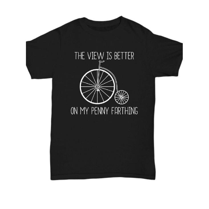 Penny Farthing Shirt Vintage Bicycle Gift High Wheeler Present for Bike Enthusiast Better On My Penny Farthing Unisex Tee fashion Stretched Soft S чёрный