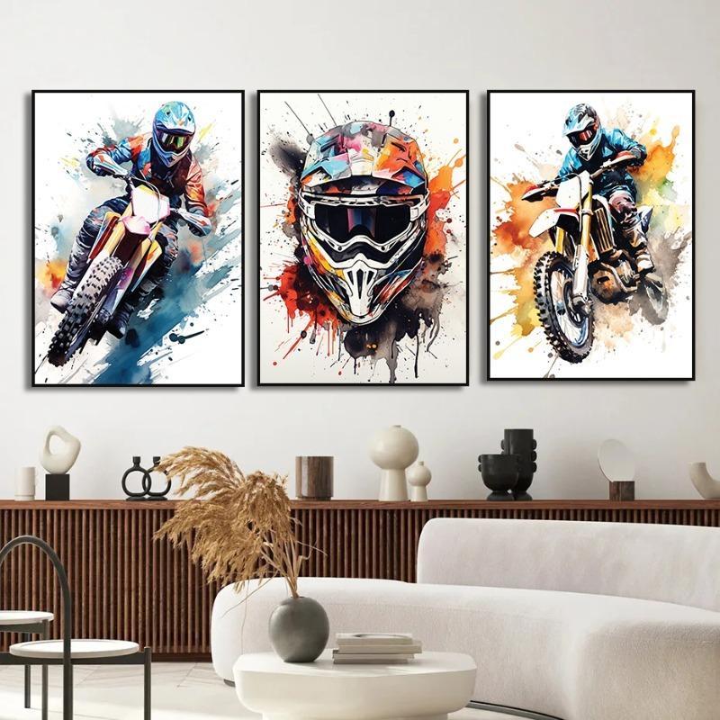 Watercolour Dirt Bike Motocross Canvas Painting Posters Prints Motorcycle Motorbike Wall Picture for Room Home Decor Cuadros