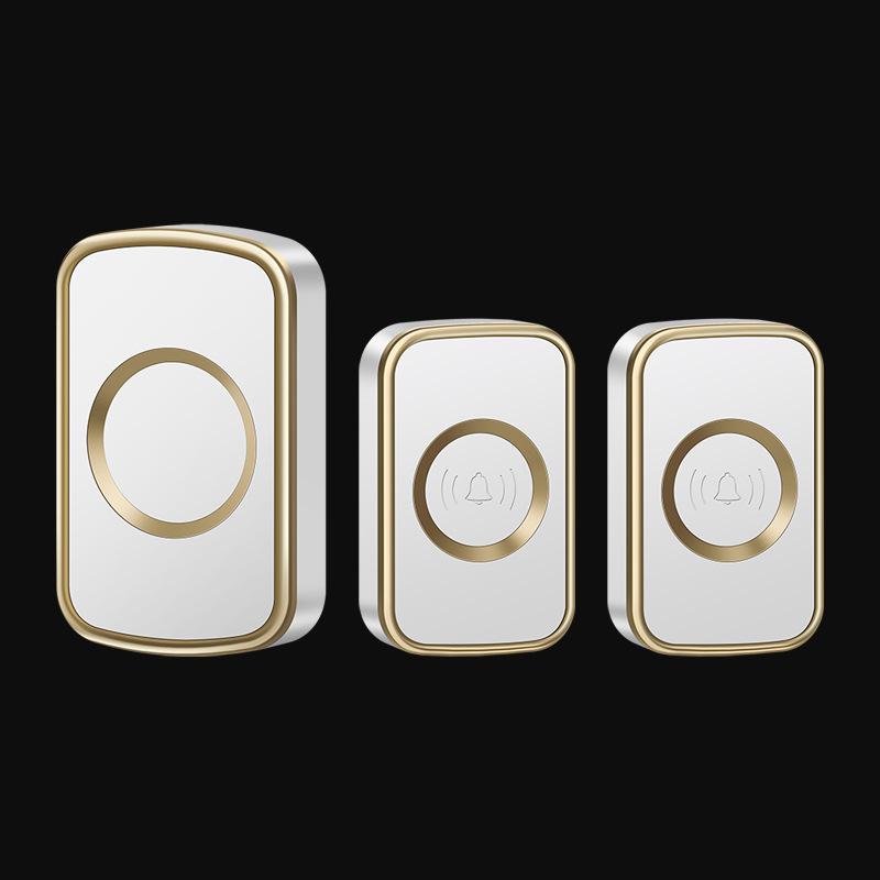 Wireless Doorbell for Home with Ultra-Long Range Remote Control, Ring Button, Ding Dong Bell, and Senior Call Button. White Gold National Standard