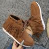 Trend Women Shoes Flats Tassels Ankle Boots New Fashion Lace-up Sneakers  Brand Designer Casual Comfort Walking Botas Mujer