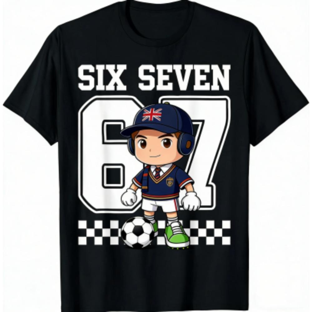 

Kids T-Shirt 67 Six Seven Grid Football Print Boy and Girl Tees Top Summer Short Sleeve O Neck Casual Outdoor Kids Clothing 100