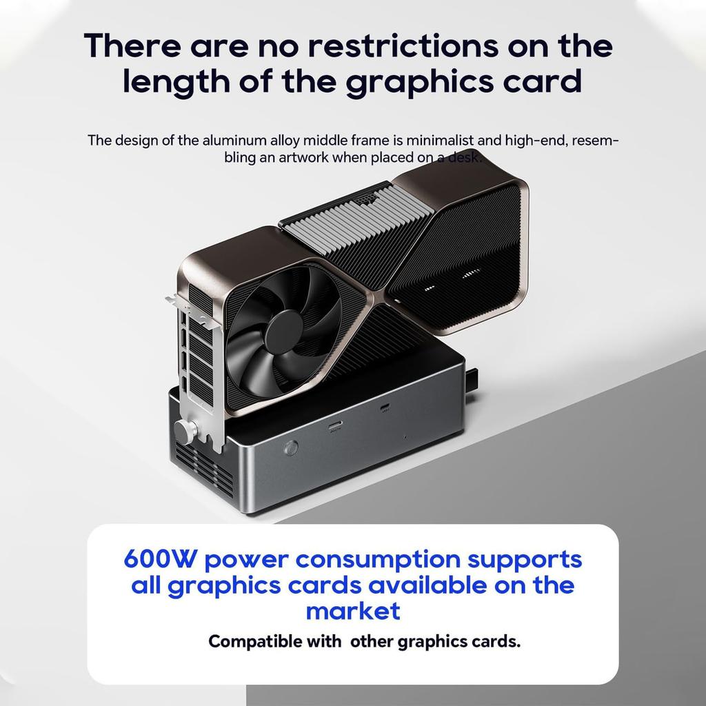 EGPU Docking Station with 800W PSU PCIe 4.0 X4 External GPU Dock Maximum Support 600W Graphics Card OCuLink USB 4.0