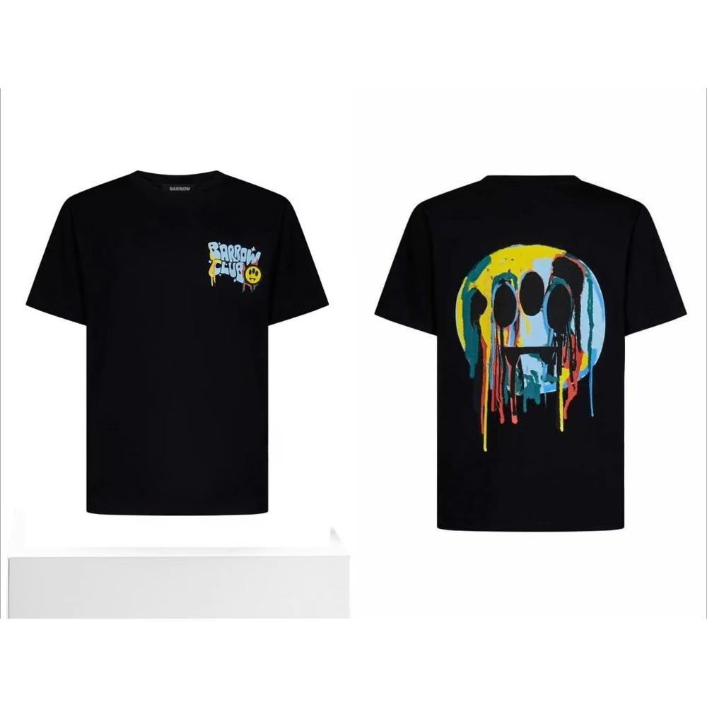 Summer Barrow Men Women Short-sleeved T-shirt Casual Fashion Pure  Round Neck Print Summer Trend Brand Burst Fitness