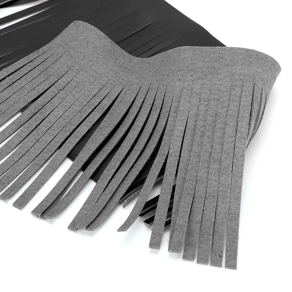 2 Stück Motorrad Retro Fußpedal Satteltasche Handwerk Kunstleder Fransen(Schwarz)