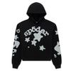 Felpa Sp5der Oversize Spessa in Pile con Stampa a Foglia Ragnatela Design Uomo Inverno Casual