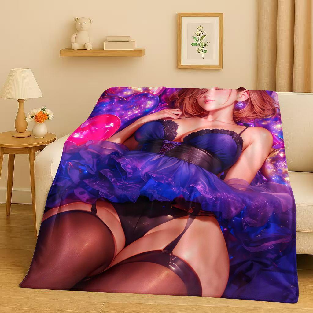 26 Style Sexy Bikini Girls Cartoon Anime Characters Flannel Blanket,Soft Plush Throw for Home Bedroom Bed Sofa Cover Trave Gift