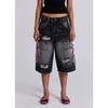 Unisex High Waist Straight Jeans Pants Loose Fit Streetwear Printed Denim Trousers