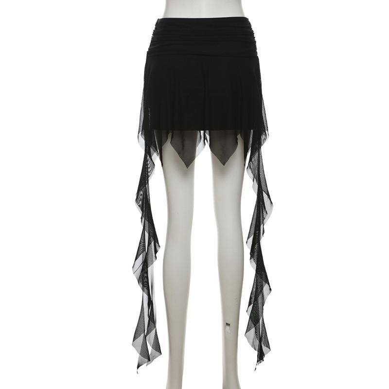 Summer Women's Solid Color Slim-fit Street Fashion High-waisted Gauze A-line Skirt