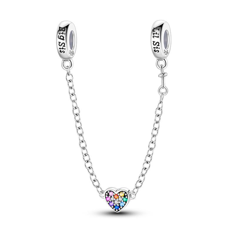 925 Silver Butterfly Safety Chain with Zirconium Charms Beads for DIY Bracelet Jewelry Gift