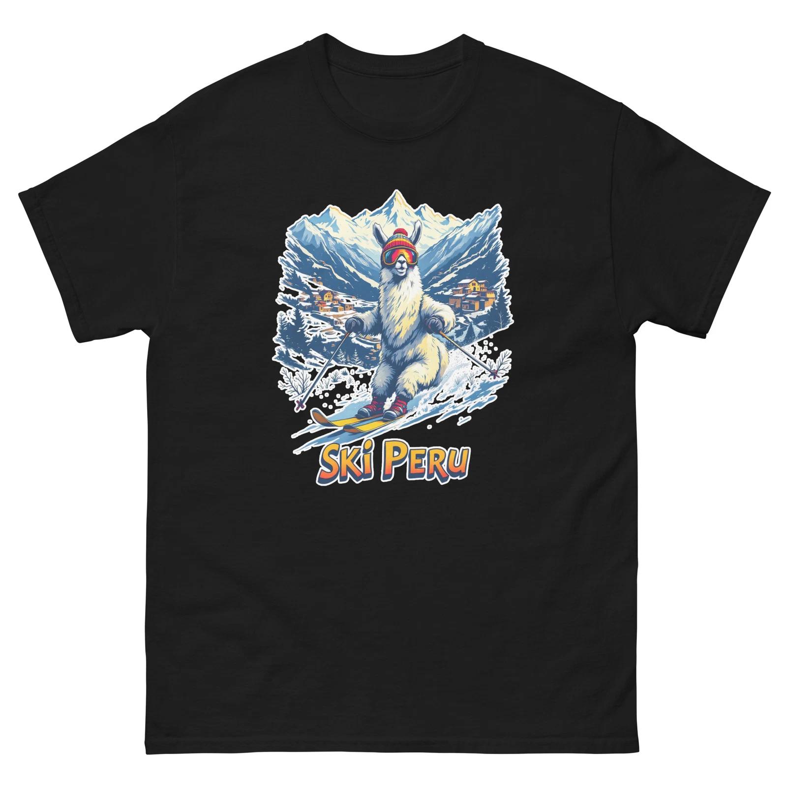 

Ski Peru Llama Cute Animal Skiing T-Shirt XL