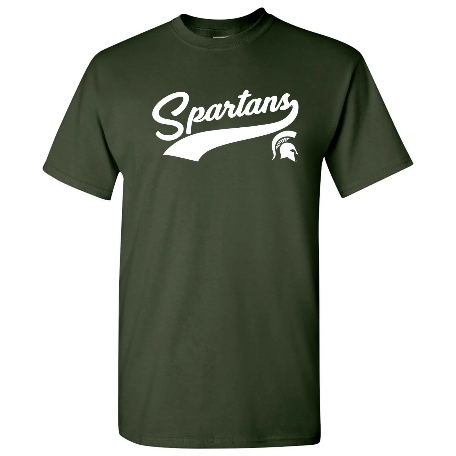 Michigan State Spartans Baseball Jersey Script College T-Shirt - Forest S