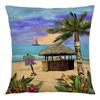 Summer Beach Landscape Retro Cushion Cover 45x45cm Polyester Pillowcase Home Decor Sofa Chair Waist Cushion Cushion Cover