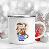 Let's Get Cozy Print Mugs Enamel Coffee Mugs Handle Hot Cocoa Mugs Festive Party Drink Beer Juice Mugs Christmas Xmas EVE Gifts