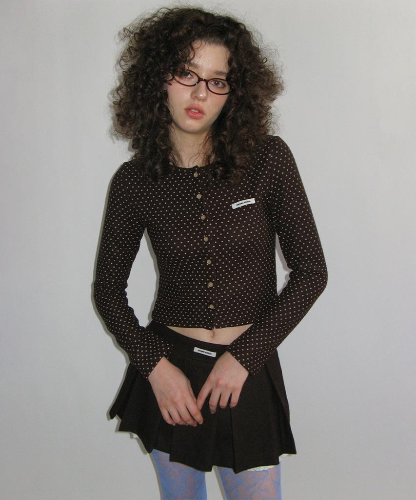 Crank Lace Layered Pleated Skirt_Brown