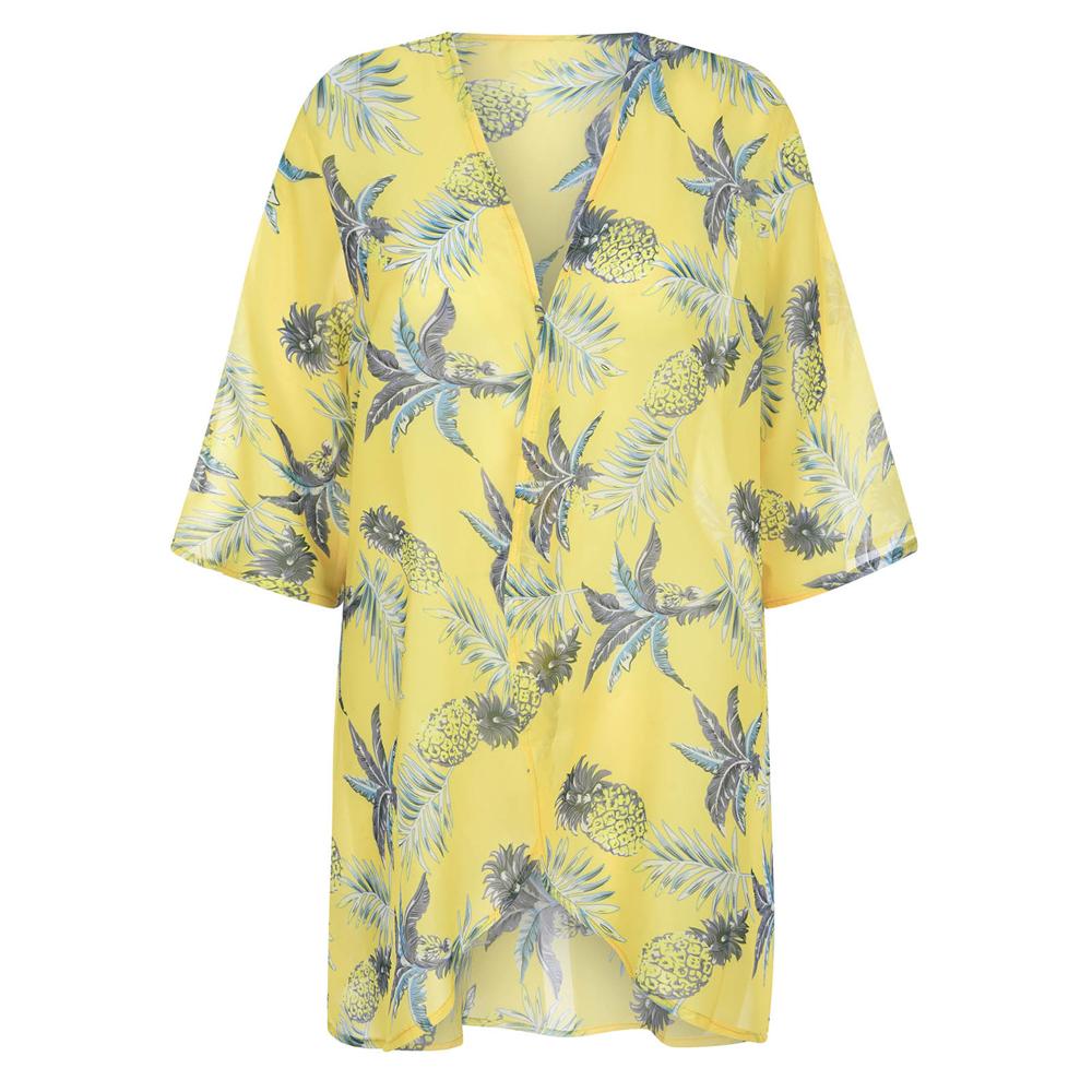 Dámský havajský šátek-halenka s potiskem, letní plážové přehozy na bikiny, móda na dovolenou u moře, potištěné sluneční tričko S-2XL