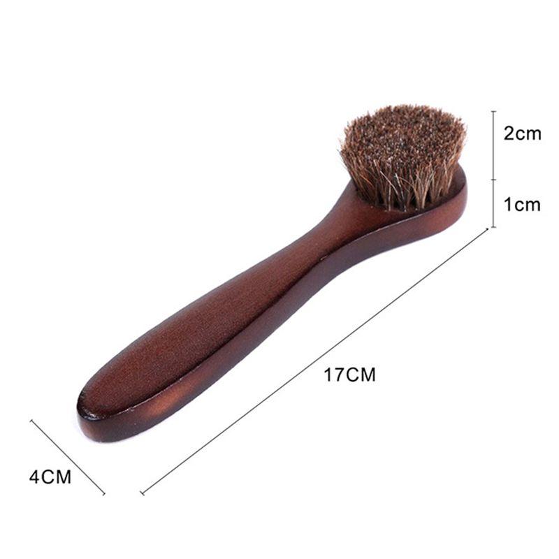 AEE4-3 Pieces Shoe Brush Horsehair Shoes Polish Brushes Leather Shoes Boot Care Clean Polish Daubers Applicators