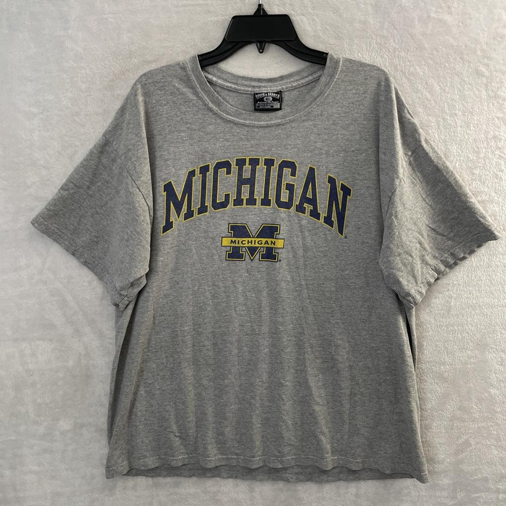 Steve & Barrys Mens T Shirt NCAA Gray Graphic Michigan XL Crew Neck Pullover