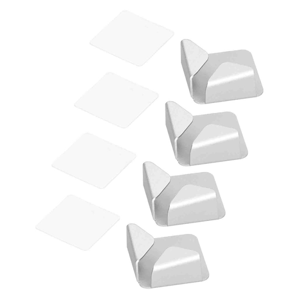 4 Stück Wandmontierter Netzkabelhalter Ohne Bohren Selbstklebend Netzsteckerhalterung für Zuhause Silber