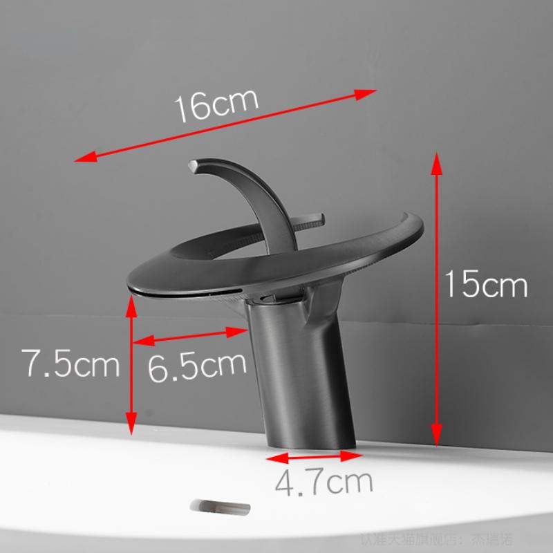 Brass Waterfall Faucet Hot and Cold Water Tap Bathroom Single Handle Single Hole Deck Mounted Basin Mixer Faucet