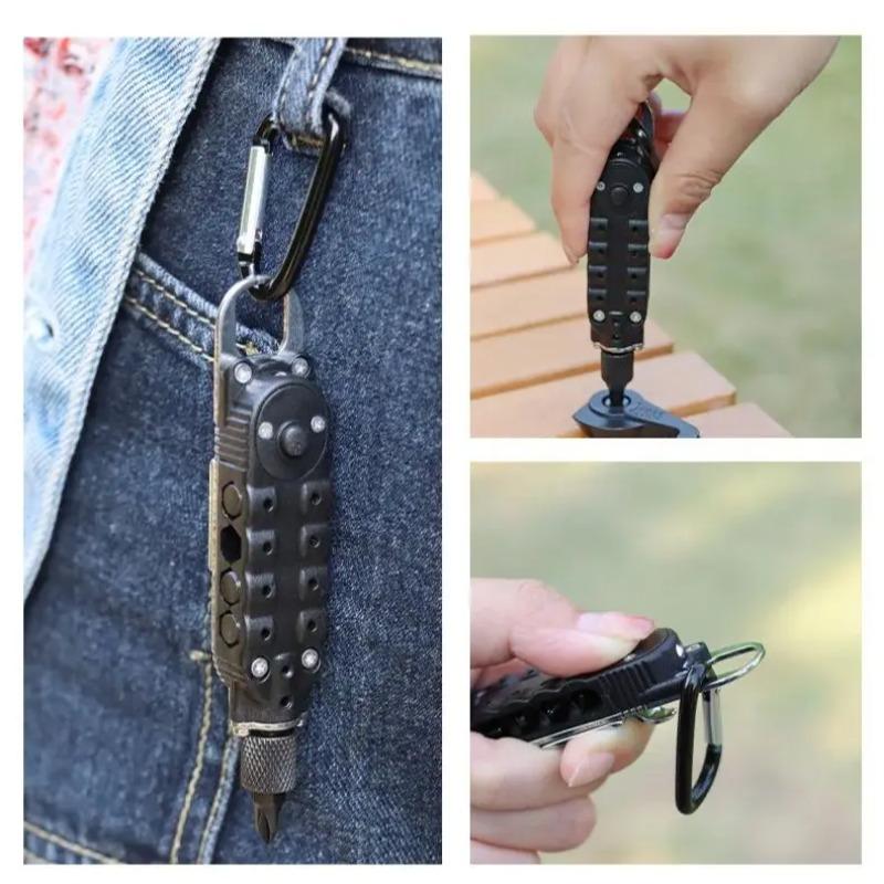Portable Multifunctional Screwdrivers Set with Emergency Light Detachable Bits Opener Mini Spanner Kit  Key Chain Accessories