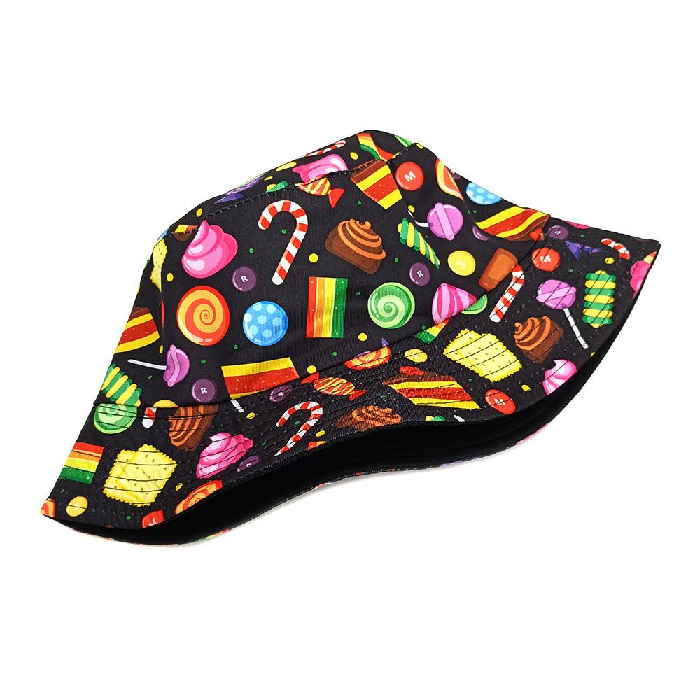 Colorful Candy Pattern Panama Women Men Summer Outdoor Sunscreen Bucket Hats Cute Sweet Decorate Fisherman Hat Female Sun Gorras