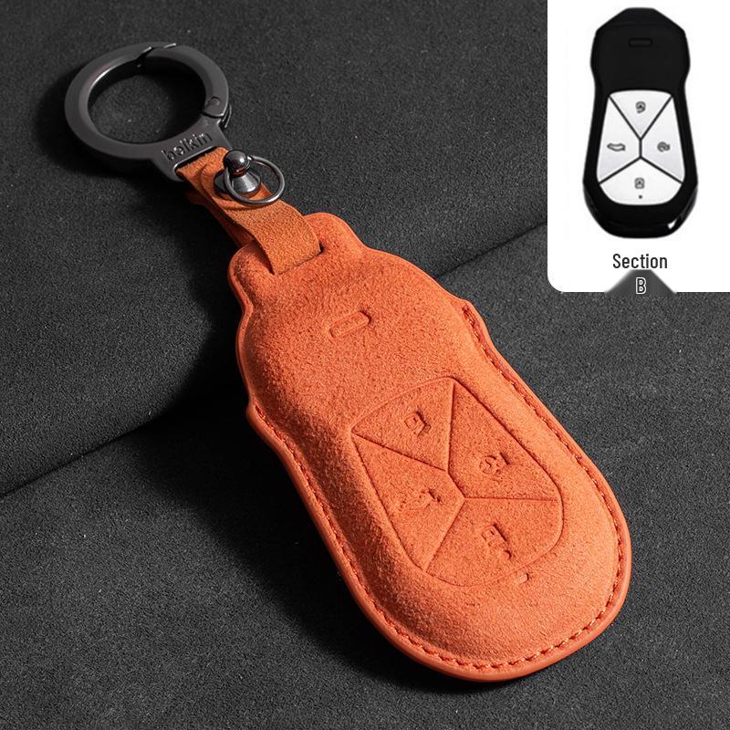 Alcantara Key Case for XPeng Models: P7, P7i, P5, G9, G6, G3, and G3i - Full Coverage with Buckle