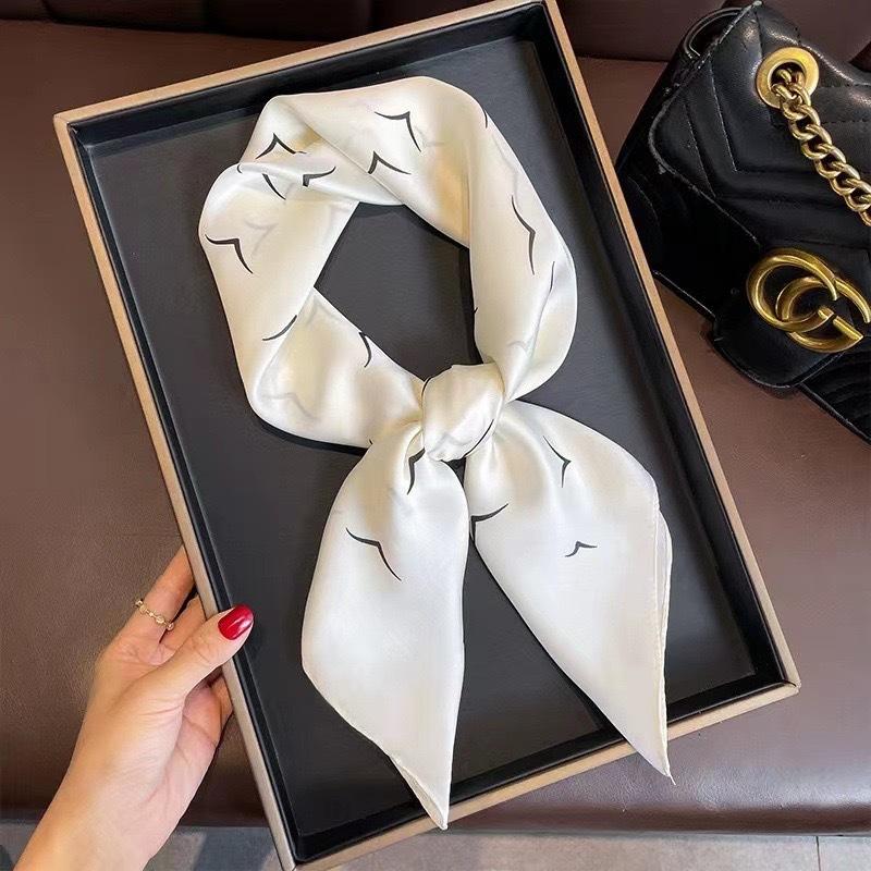 Luxury Satin Print Silk Scarf Square Women Streamer Neck Scarves Wrap Head Kerchief Beach Hair Band For Woman Bandana Summer