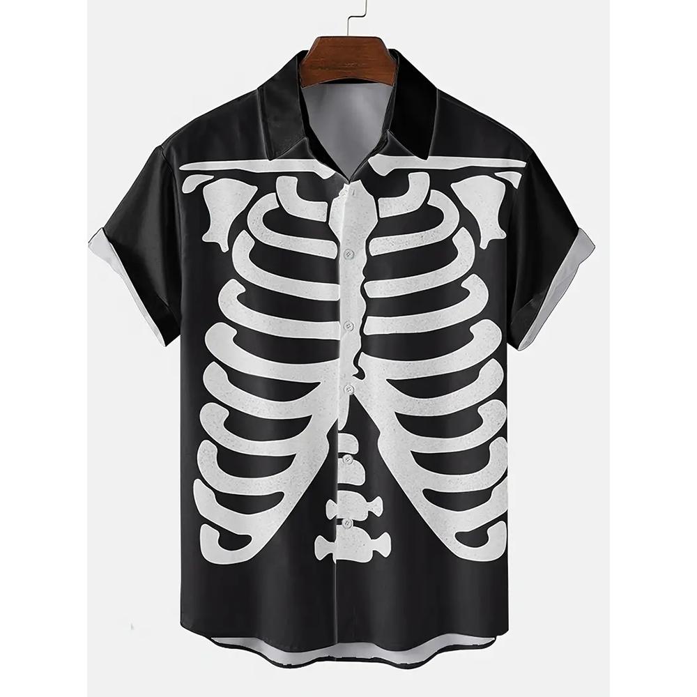 Horror Skeleton Hawaiian Beach Shirts Skull 3D Print Streetwear Men Women Casual Fashion Short Sleeve Shirt Blouse Man Clothing