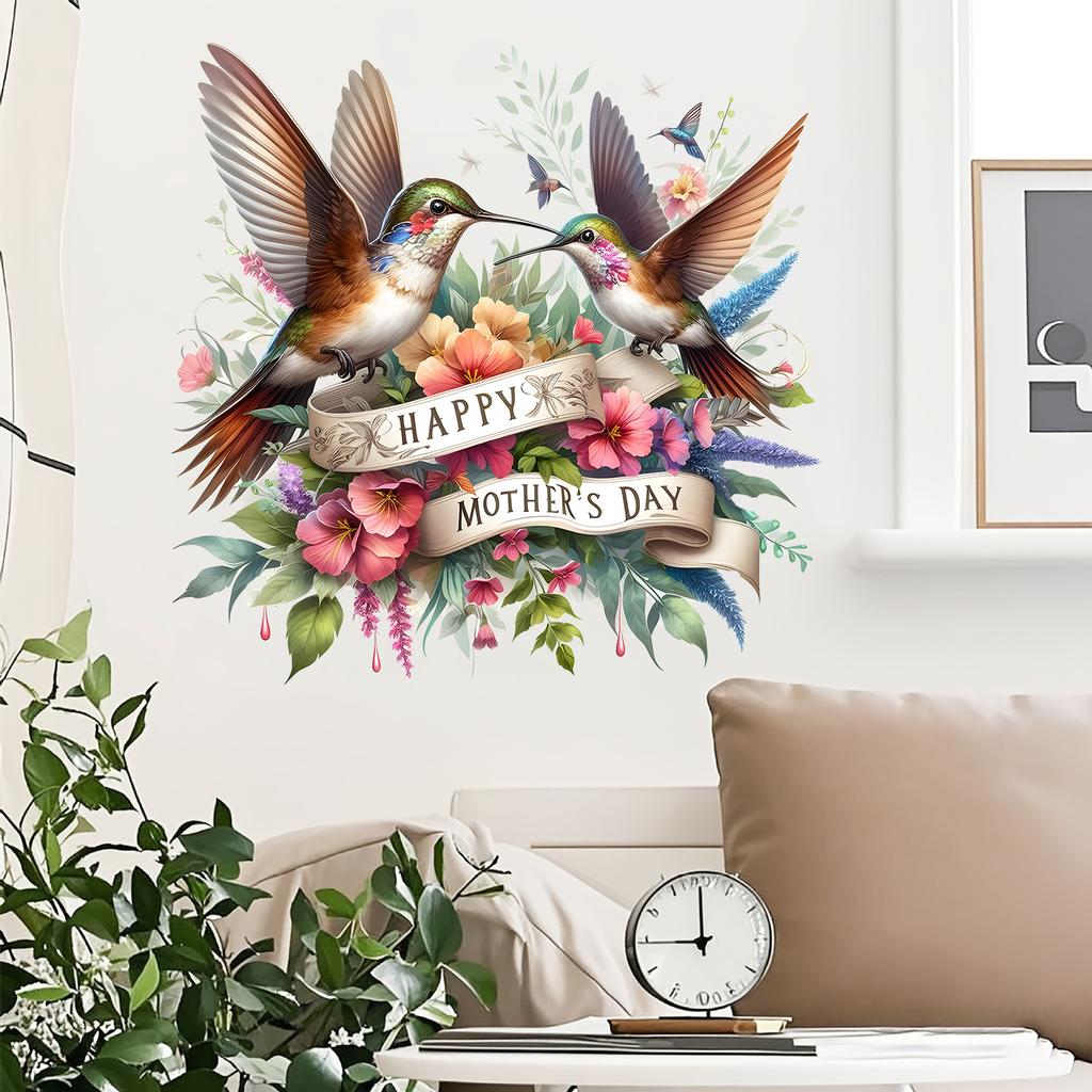 Happy Mother's Day Greeting Wall Sticker Self-Adhesive Removable for Bedroom Living Room Hallway Home Decor Art
