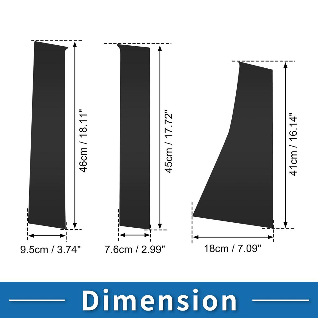 ABSOPRO Door Pillar Window Trim Sticker Pillar Post Door Outer Exterior Cover Compatible with Mitsubishi Pajero Black Anti-Scratch 2016-2023,