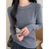 Front Shoulder Slim-fit Basic Sweater Women's Spring Round Neck Slim Inner Bottoming Shirt Simple Versatile Top