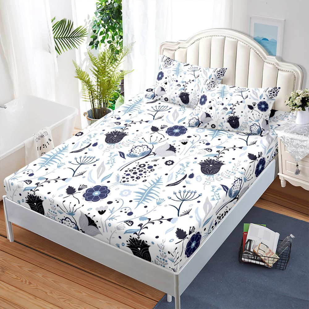 Three-Piece Mattress, Mattress Cover, Flower Dust Mattress Protective Cover, Fully Enclosed Bed Cover