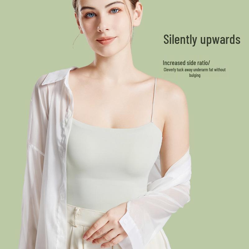 2025 New Summer Plus Size Backless Cami Tank Top with Breast Pads – All-in-One Bandeau Lingerie for Women