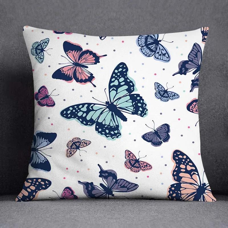 Juste De Coussin Carrée À Motif Papillon, Taie D'oreiller, Série Rose, Décoration De Bureau À Domicile