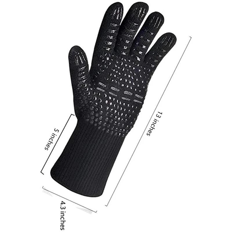 BBQ Gloves Heat Resistant Kitchen Silicone Oven Mittens Non-Slip Pot Grilling Gloves for Grill Smoker Barbeque Cooking Baking