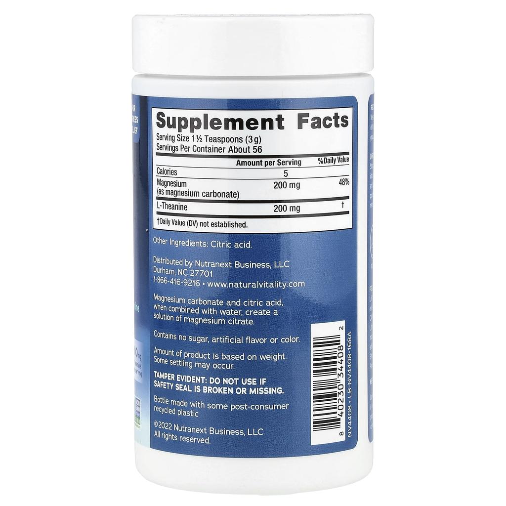 Rolig sinn, Magnesium (med L-teanin) Kosttilskudd Drikkemiks, Uten smak, 168G (6 Oz)